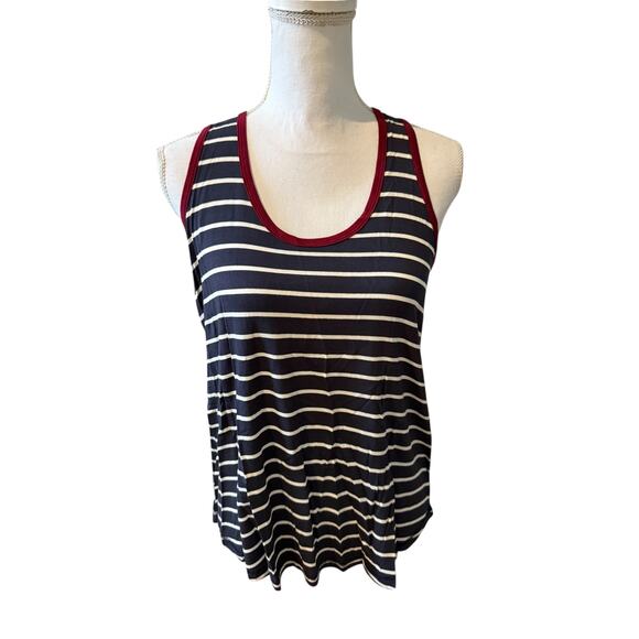 PJ Salvage Lounge Wear Racerback Tank top Navy Blue Stripe M - Picture 1 of 5